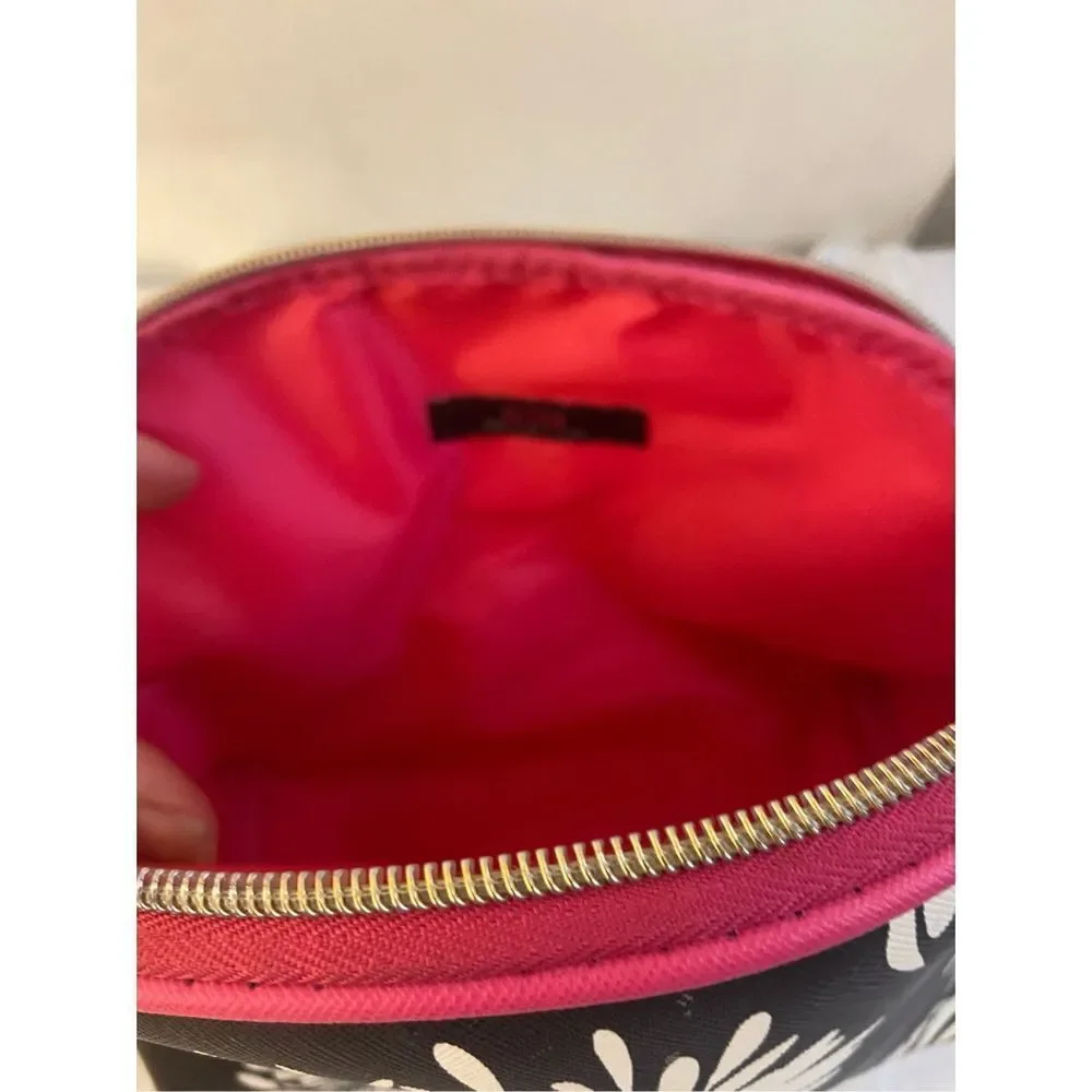 Trina Turk zipper cosmetic bag 10x7”‎ Black Pink